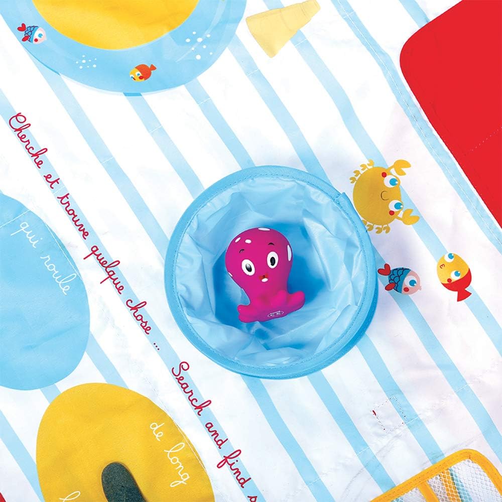 LUDI Beachside Play Mat Beach Treasures | Reversible Treasure Hunt and Target Game | Beach Toys Included | From 18 Months old