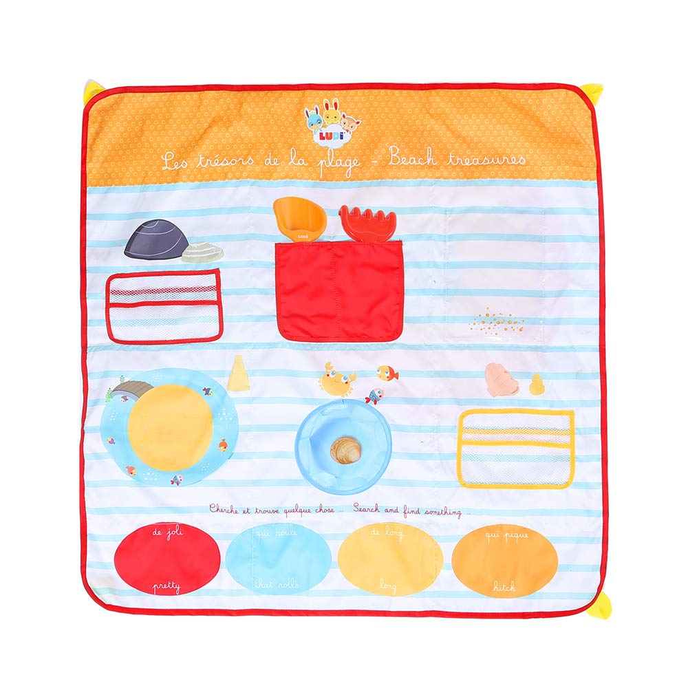 LUDI Beachside Play Mat Beach Treasures | Reversible Treasure Hunt and Target Game | Beach Toys Included | From 18 Months old