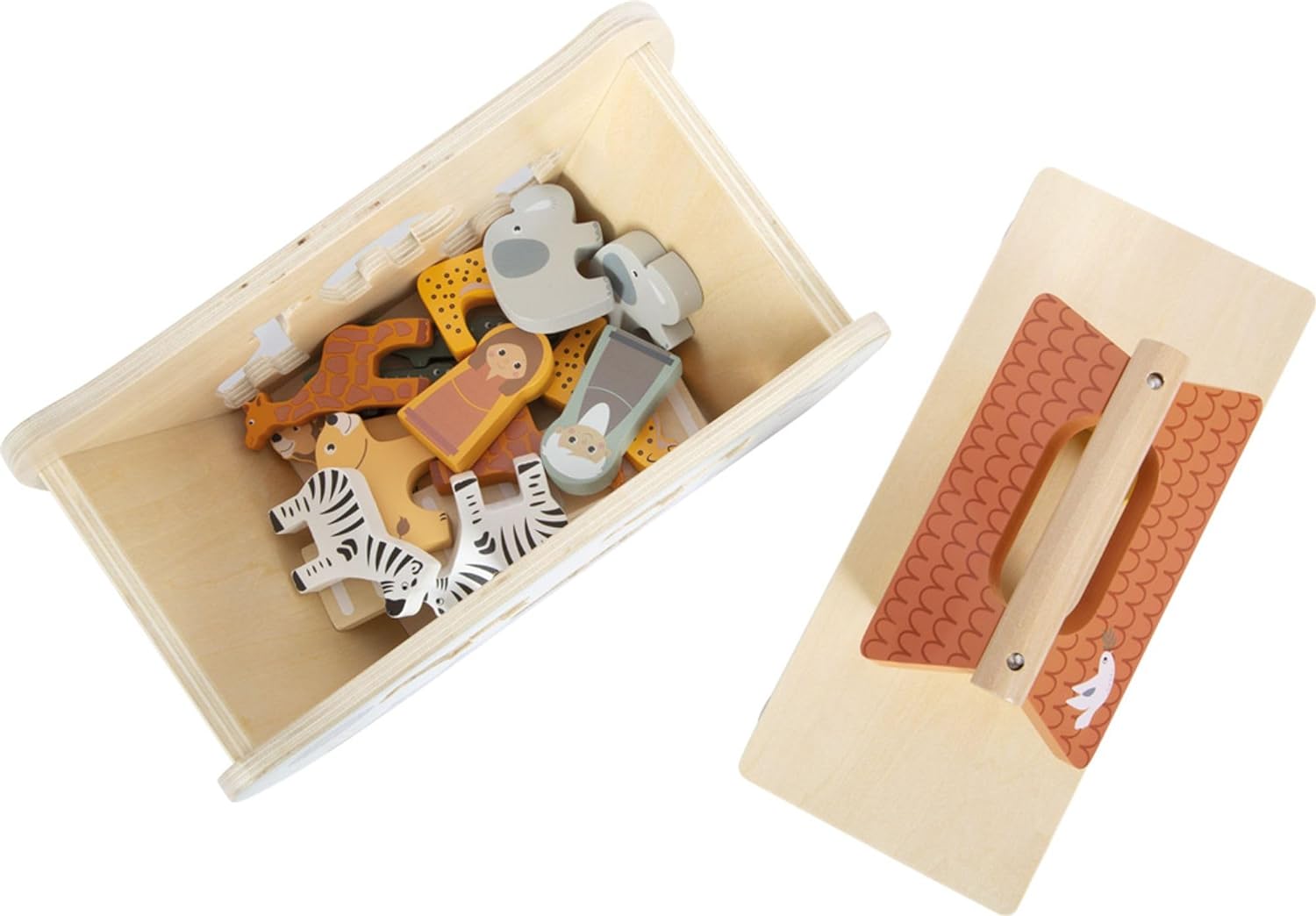 small foot Noah's Ark Stacking Game Safari, Wooden Motor Activity Toy with 15 Animals, for Ages 12+ Months, 12456