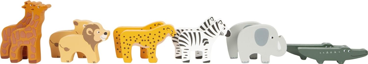 small foot Noah's Ark Stacking Game Safari, Wooden Motor Activity Toy with 15 Animals, for Ages 12+ Months, 12456