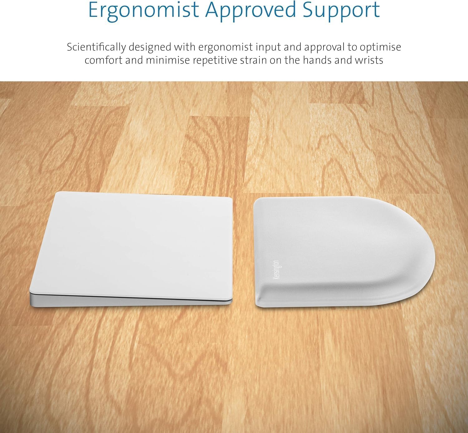 Kensington ErgoSoft Wrist Rest Support for Slim, Mouse/Trackpad, Home Office, Grey - Ergonomist Approved - Contour shape, Professional Design for Use with MacBook, iMac, Surface, Desktop