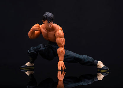 Jada - Street Fighter II Fei-Long, Figura Articulada 15cm, Con Manos y Cabeza Intercambiables, Accesorios y 20 Puntos Articulados (253252027)