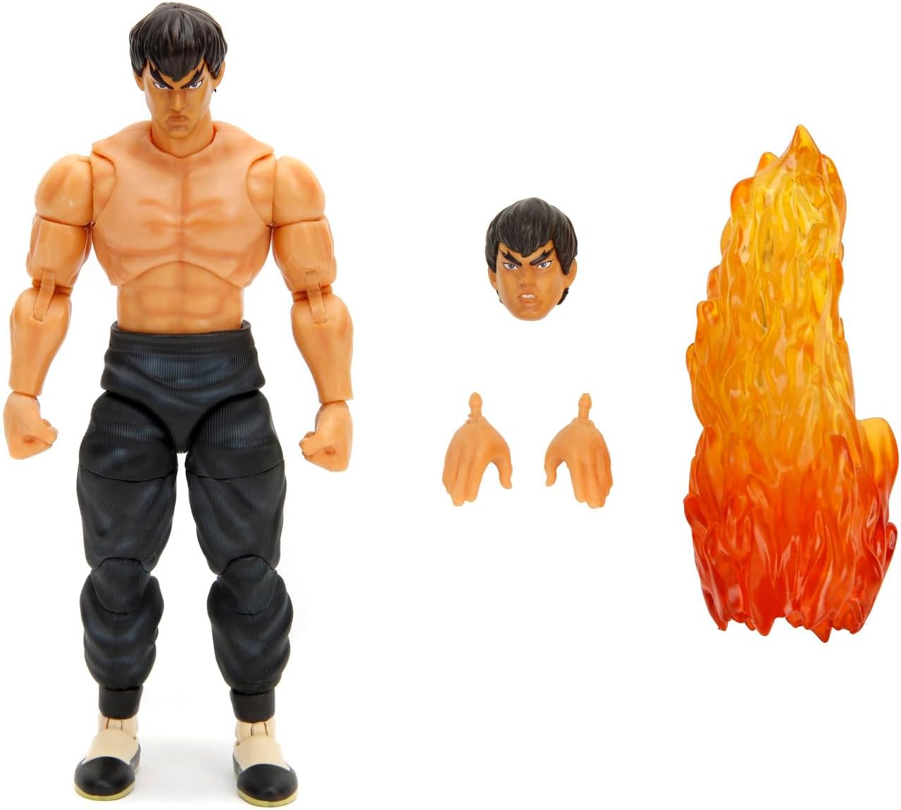 Jada - Street Fighter II Fei-Long, Figura Articulada 15cm, Con Manos y Cabeza Intercambiables, Accesorios y 20 Puntos Articulados (253252027)