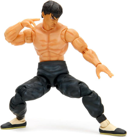 Jada - Street Fighter II Fei-Long, Figura Articulada 15cm, Con Manos y Cabeza Intercambiables, Accesorios y 20 Puntos Articulados (253252027)