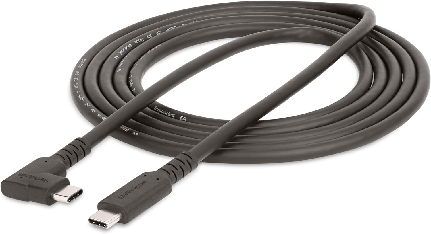 StarTech.com 6ft (2m) Rugged Right Angle USB-C Cable, USB 3.2 Gen 1 (5 Gbps), Full-Featured USB C to C Data transfer Cable, 4K 60Hz DP Alt Mode, 100W PD - 90 Degree USB Type-C Cable (RUSB315CC2MBR