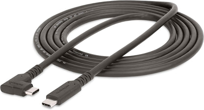 StarTech.com 6ft (2m) Rugged Right Angle USB-C Cable, USB 3.2 Gen 1 (5 Gbps), Full-Featured USB C to C Data transfer Cable, 4K 60Hz DP Alt Mode, 100W PD - 90 Degree USB Type-C Cable (RUSB315CC2MBR