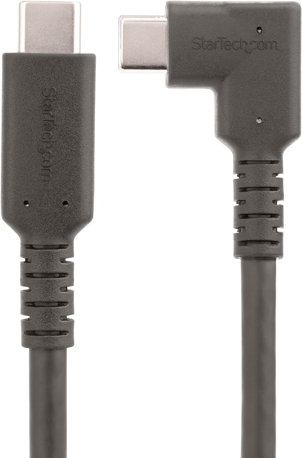 StarTech.com 1.6ft (50cm) Rugged Right Angle USB-C Cable, USB 3.2 Gen 2 (10 Gbps), USB C to C Data transfer Cable, 4K 60Hz DP Alt Mode, 100W PD - 90 Degree USB Type-C Cable (RUSB31CC50CMBR