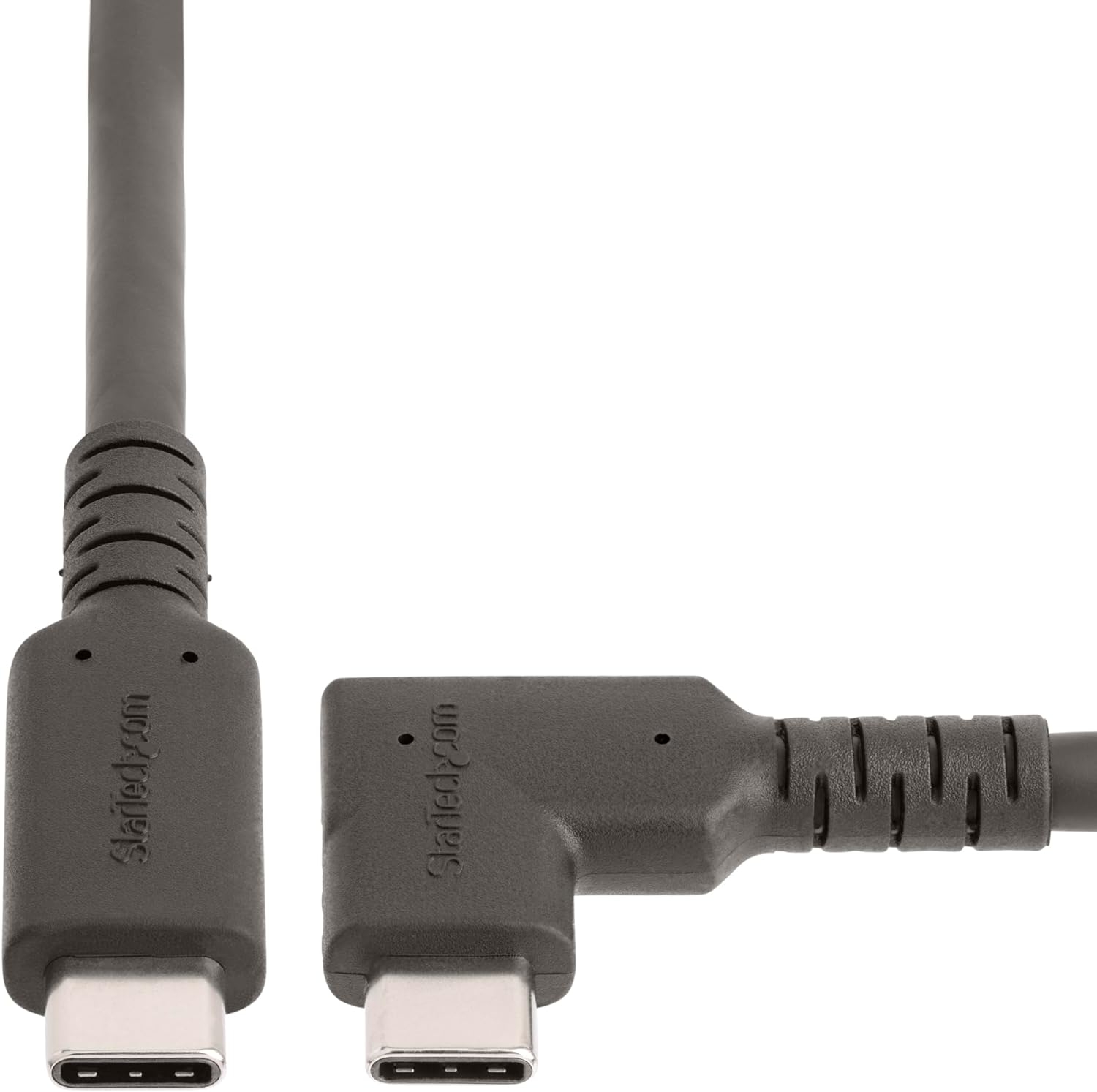 StarTech.com 1.6ft (50cm) Rugged Right Angle USB-C Cable, USB 3.2 Gen 2 (10 Gbps), USB C to C Data transfer Cable, 4K 60Hz DP Alt Mode, 100W PD - 90 Degree USB Type-C Cable (RUSB31CC50CMBR