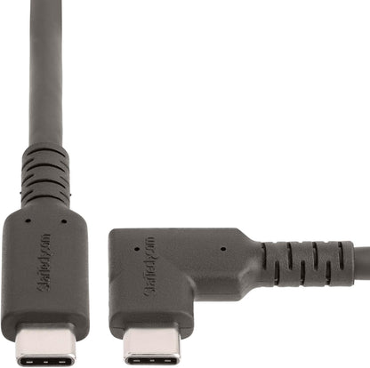 StarTech.com 1.6ft (50cm) Rugged Right Angle USB-C Cable, USB 3.2 Gen 2 (10 Gbps), USB C to C Data transfer Cable, 4K 60Hz DP Alt Mode, 100W PD - 90 Degree USB Type-C Cable (RUSB31CC50CMBR
