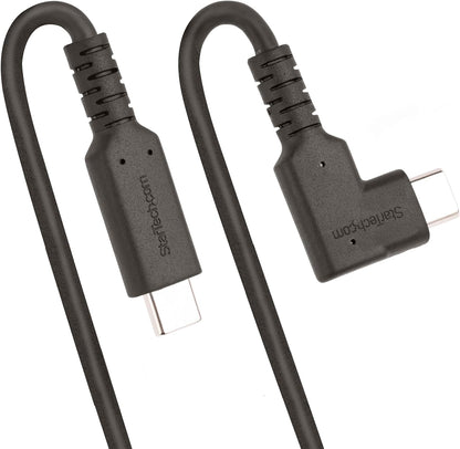 StarTech.com 1.6ft (50cm) Rugged Right Angle USB-C Cable, USB 3.2 Gen 2 (10 Gbps), USB C to C Data transfer Cable, 4K 60Hz DP Alt Mode, 100W PD - 90 Degree USB Type-C Cable (RUSB31CC50CMBR