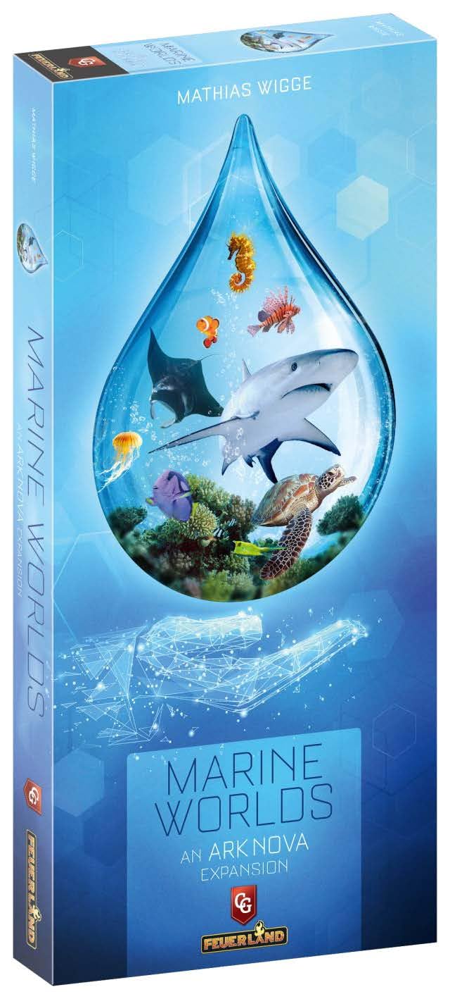 Capstone Games Ark Nova: Marine Worlds - Expansión de juego de mesa de estrategia - Introduce animales marinos en tu zoológico, 1-4 jugadores, a partir de 12 años