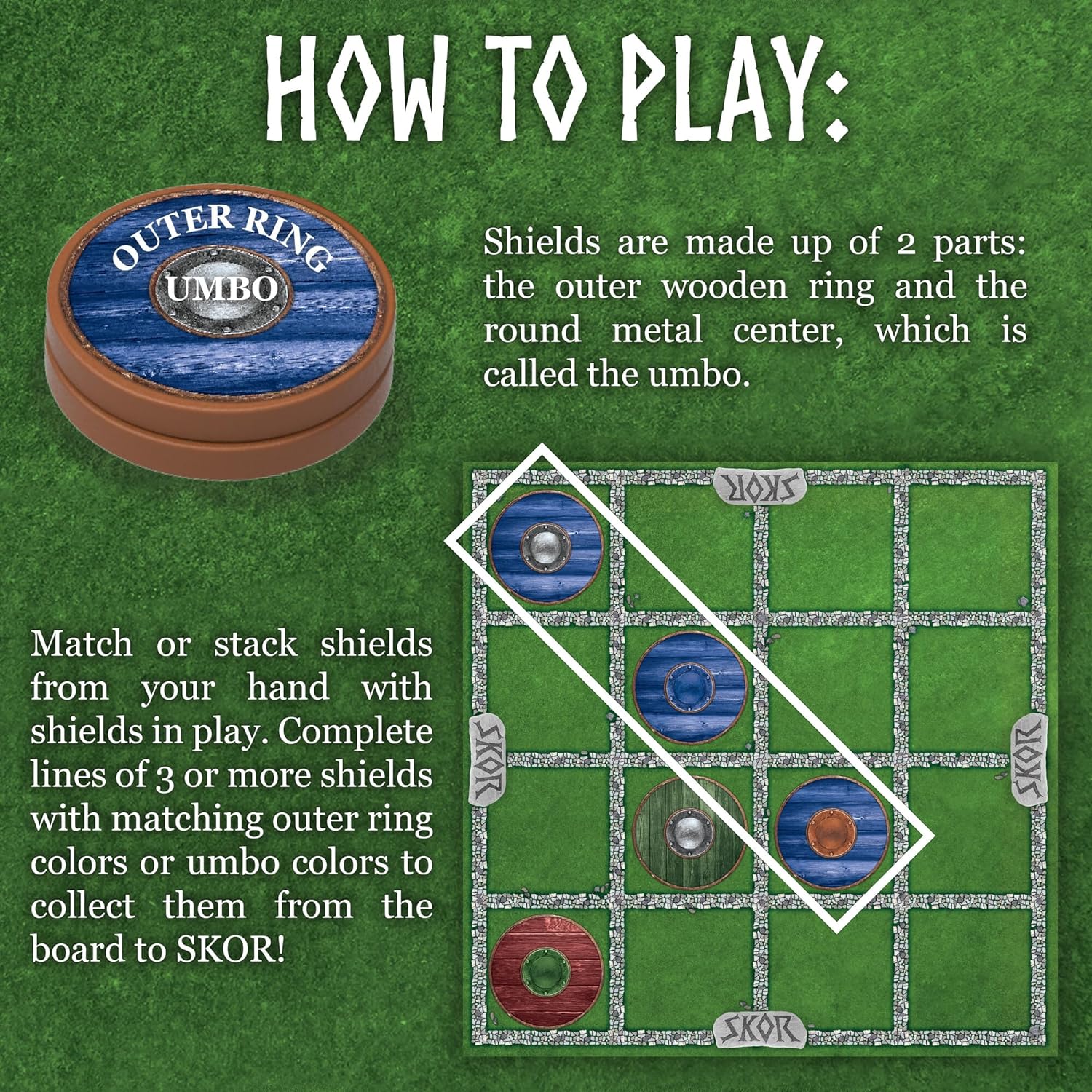MindWare Skor: A Stacking Strategy Board Game for Kids Ages 6 & Up - Family-Friendly, Color-Matching, Shield-Collecting Classic Games for Families & Classrooms - 2 to 4 Players, 30-Minute Playtime