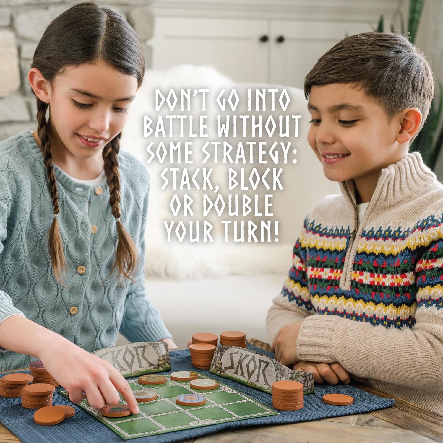 MindWare Skor: A Stacking Strategy Board Game for Kids Ages 6 & Up - Family-Friendly, Color-Matching, Shield-Collecting Classic Games for Families & Classrooms - 2 to 4 Players, 30-Minute Playtime