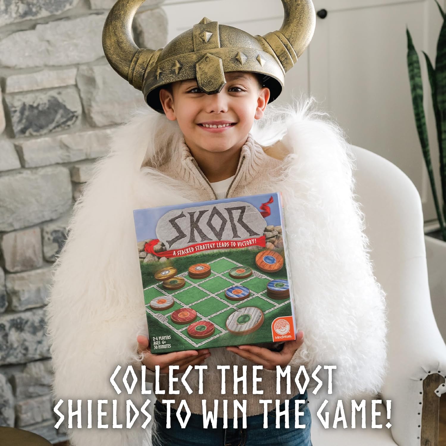 MindWare Skor: A Stacking Strategy Board Game for Kids Ages 6 & Up - Family-Friendly, Color-Matching, Shield-Collecting Classic Games for Families & Classrooms - 2 to 4 Players, 30-Minute Playtime