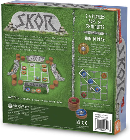 MindWare Skor: A Stacking Strategy Board Game for Kids Ages 6 & Up - Family-Friendly, Color-Matching, Shield-Collecting Classic Games for Families & Classrooms - 2 to 4 Players, 30-Minute Playtime
