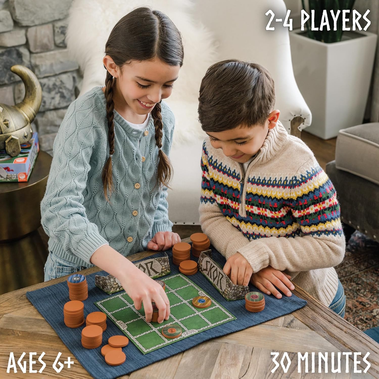 MindWare Skor: A Stacking Strategy Board Game for Kids Ages 6 & Up - Family-Friendly, Color-Matching, Shield-Collecting Classic Games for Families & Classrooms - 2 to 4 Players, 30-Minute Playtime