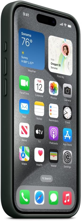 Apple - Back Cover For Mobile Phone - Magsafe Compatibility - Microtwill, Finewoven - Evergreen - For Iphone 15 Pro