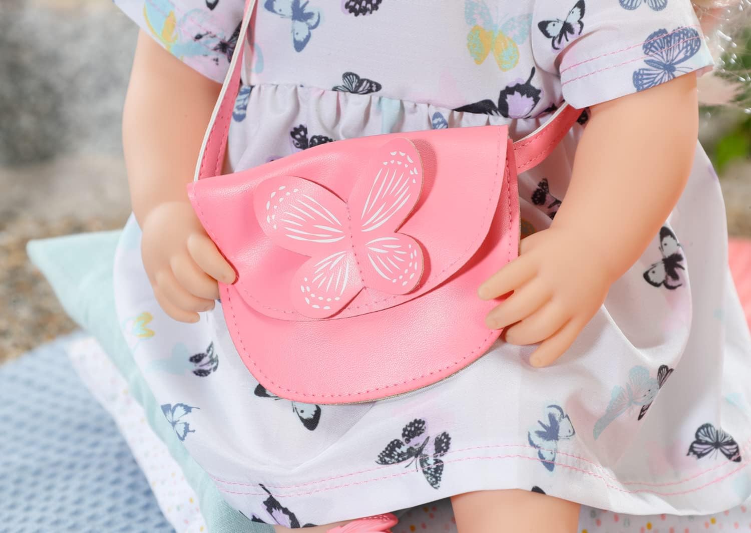 Baby Annabell Deluxe Butterfly Dress - To Fit 43cm Baby Annabell Dolls - Deluxe Set Includes beautiful Dress, Bag, Sandals and clothes hanger - Suitable for children aged 3+ years - 706701