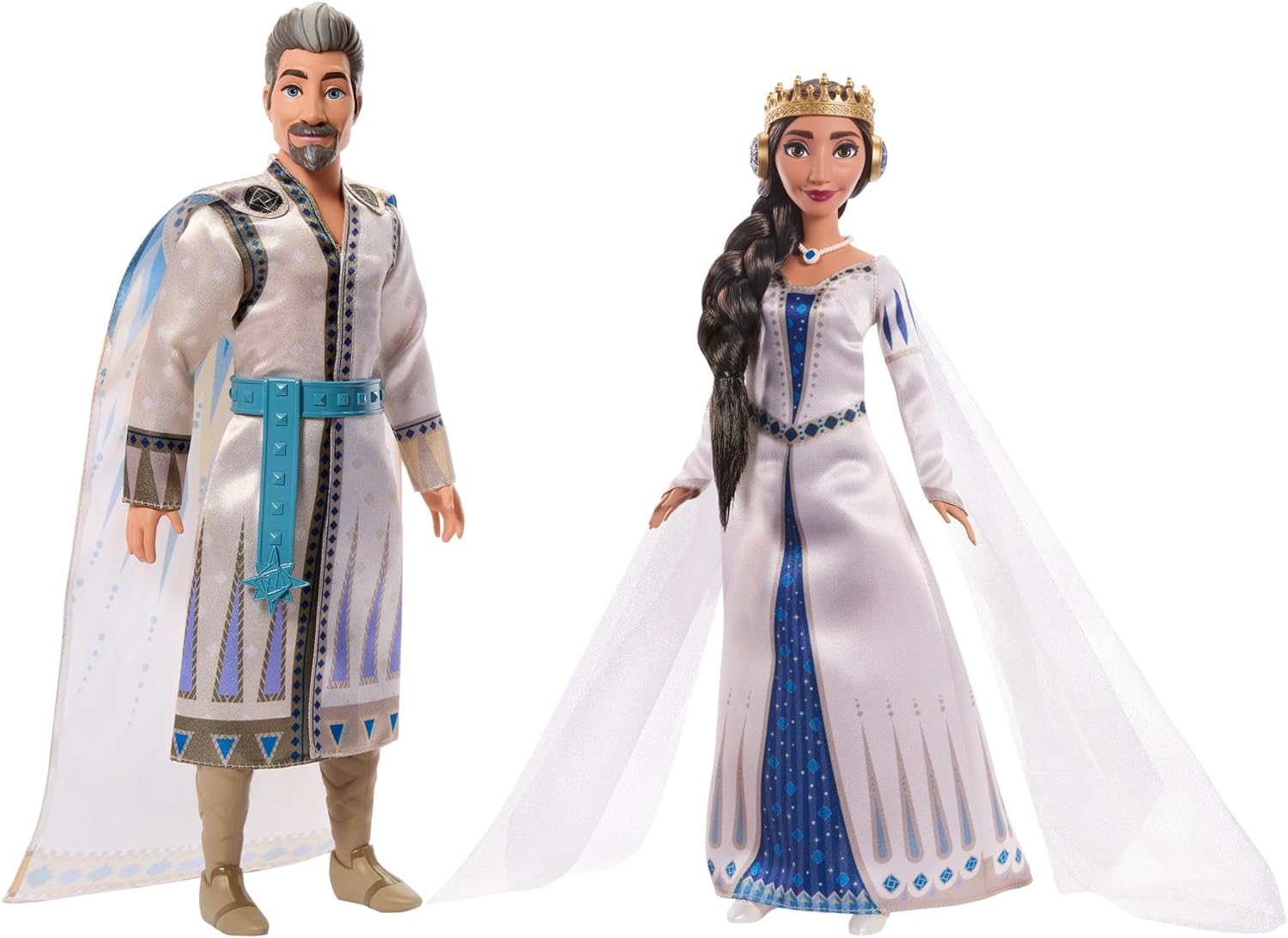 Disney Wish 2-Doll Set, King Magnifico & Queen Amaya Posable Fashion Dolls with Removable Outfits & Accessories, HRC18