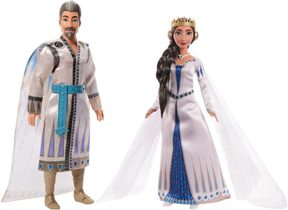 Disney Wish 2-Doll Set, King Magnifico & Queen Amaya Posable Fashion Dolls with Removable Outfits & Accessories, HRC18