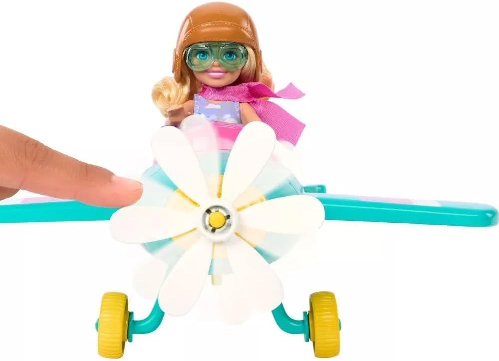 Barbie Chelsea Can Be… Doll & Plane Playset, 2-Seater Aircraft with Spinning Daisy Propellor & 7 Accessories, Including Puppy & Stickers, HTK38