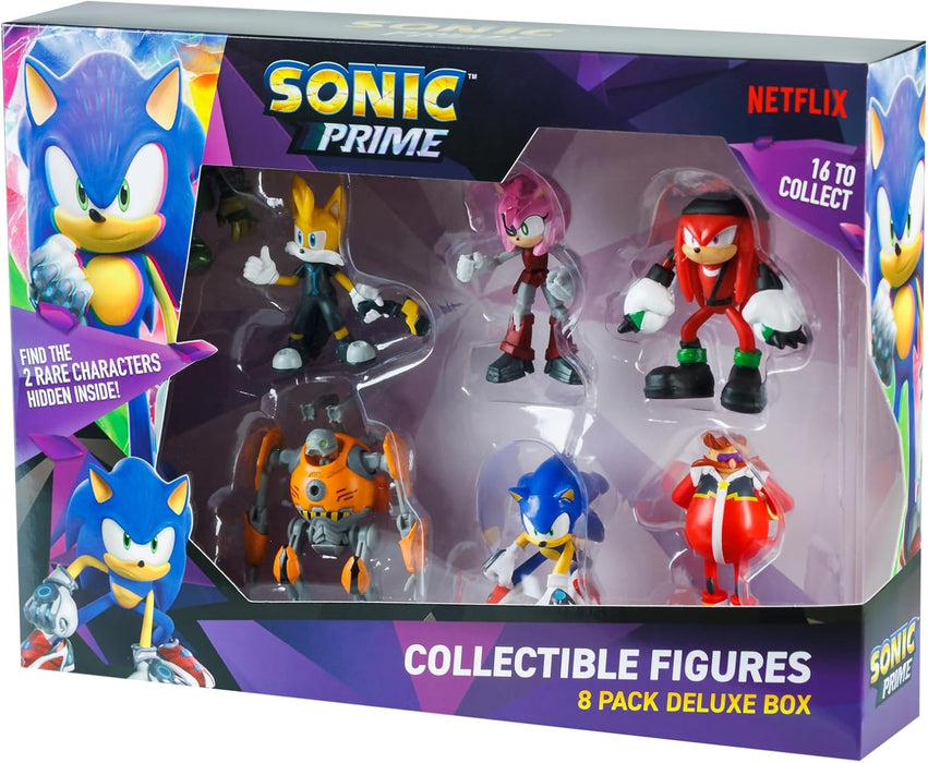 Sonic Prime Toys, 8 Figures Including 2 Rare Hiden Characters, Deluxe Box, Series 1, Randomly Selected, Collect All 16!