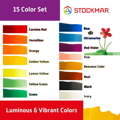 Stockmar Natural Modeling Beeswax - Set of 15 Colors in Box