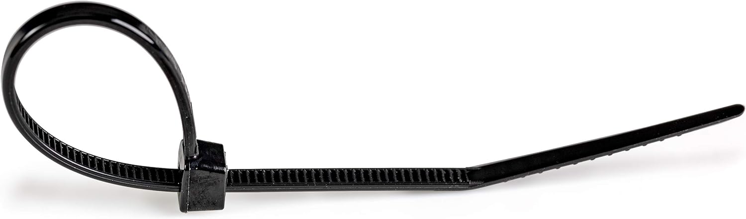 StarTech.com 4"(10cm) Cable Ties - 1/16"(2mm) wide, 7/8"(22mm) Bundle Diameter, 18lb(8kg) Tensile Strength, Nylon Self Locking Zip Ties with Curved Tip - 94V-2/UL Listed, 1000 Pack -, Black, CBMZT4BK
