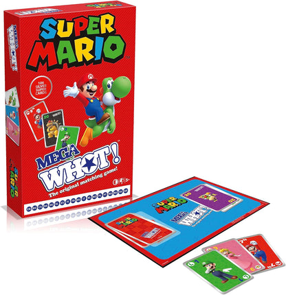 Waddingtons Number 1 Super Mario Mega WHOT! deluxe edition, the original matching game now with a custom game board, match Luigi and Yoshi, gift for ages 5 plus