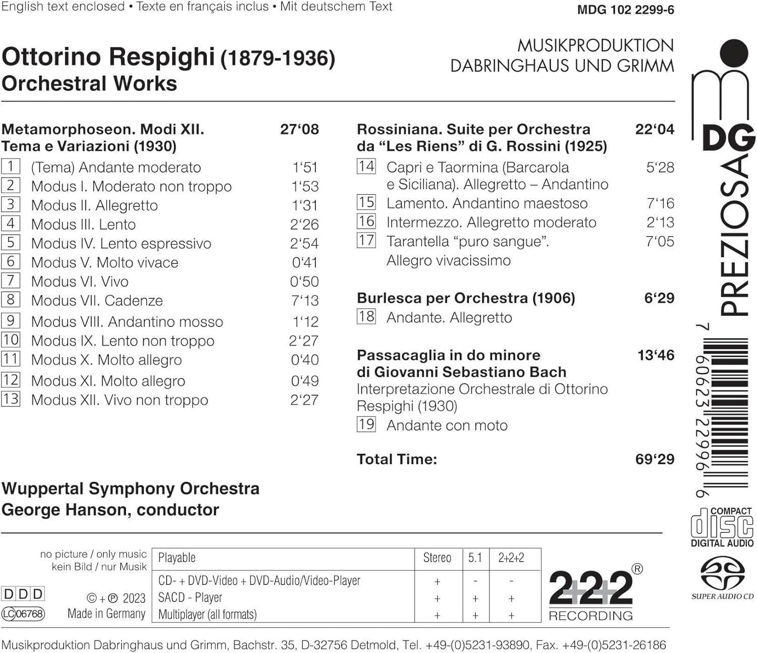Ottorino Respighi: Rossiniana/Metamorphoseon/Burlesca/...