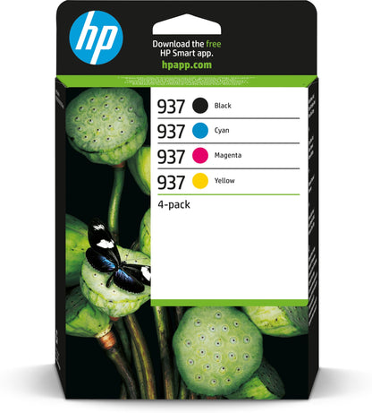 HP 937 CMYK Original Ink Cartridge 4-Pack 937 Multipack Black/Cyan/Magenta/Yellow (6C400NE