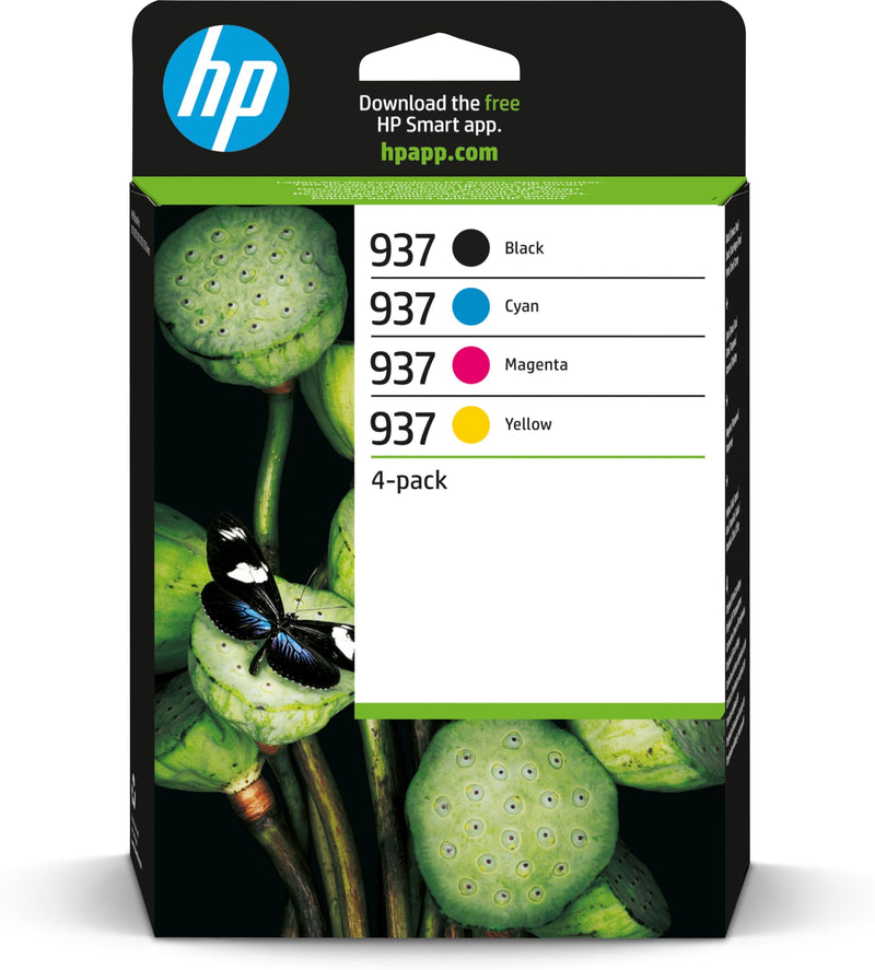 HP 937 CMYK Original Ink Cartridge 4-Pack 937 Multipack Black/Cyan/Magenta/Yellow (6C400NE