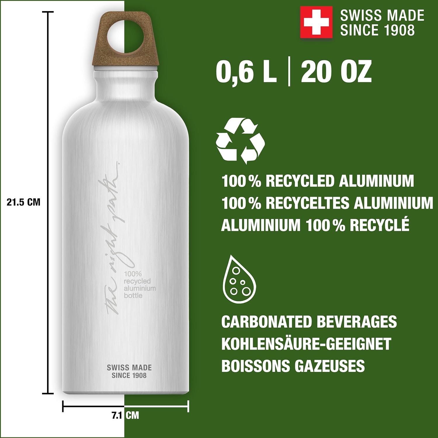 SIGG - Aluminum Water Bottle - Traveller MyPlanet - Climate Neutral Certified - Suitable For Carbonated Beverages - Leakproof & Lightweight - BPA Free - 0.6L / 1L