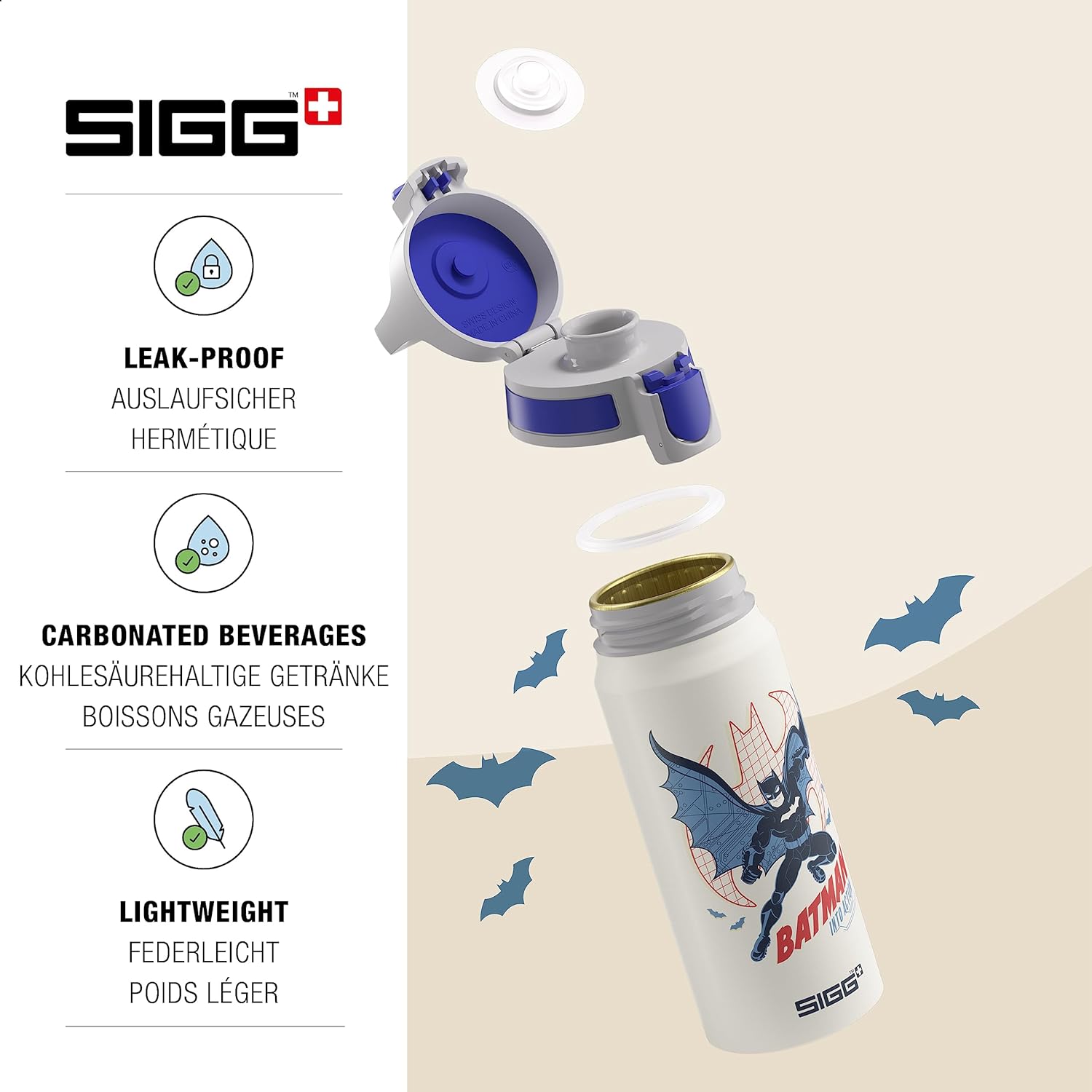 Sigg - Aluminium Kids Water Bottle - WMB ONE - Suitable For Carbonated Beverages - Leakproof - Lightweight - BPA Free - Climate Partner Certified - 0.6L