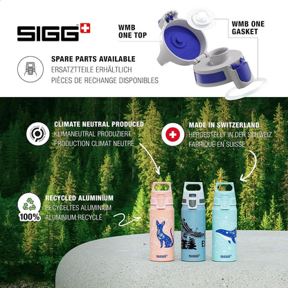 Sigg - Aluminium Kids Water Bottle - WMB ONE - Suitable For Carbonated Beverages - Leakproof - Lightweight - BPA Free - Climate Partner Certified - 0.6L