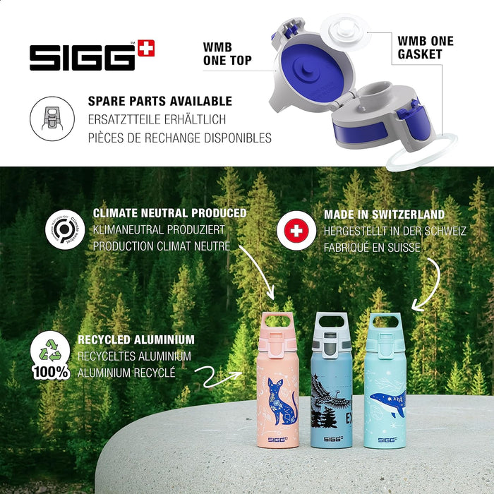 Sigg - Aluminium Kids Water Bottle - WMB ONE - Suitable For Carbonated Beverages - Leakproof - Lightweight - BPA Free - Climate Partner Certified - 0.6L