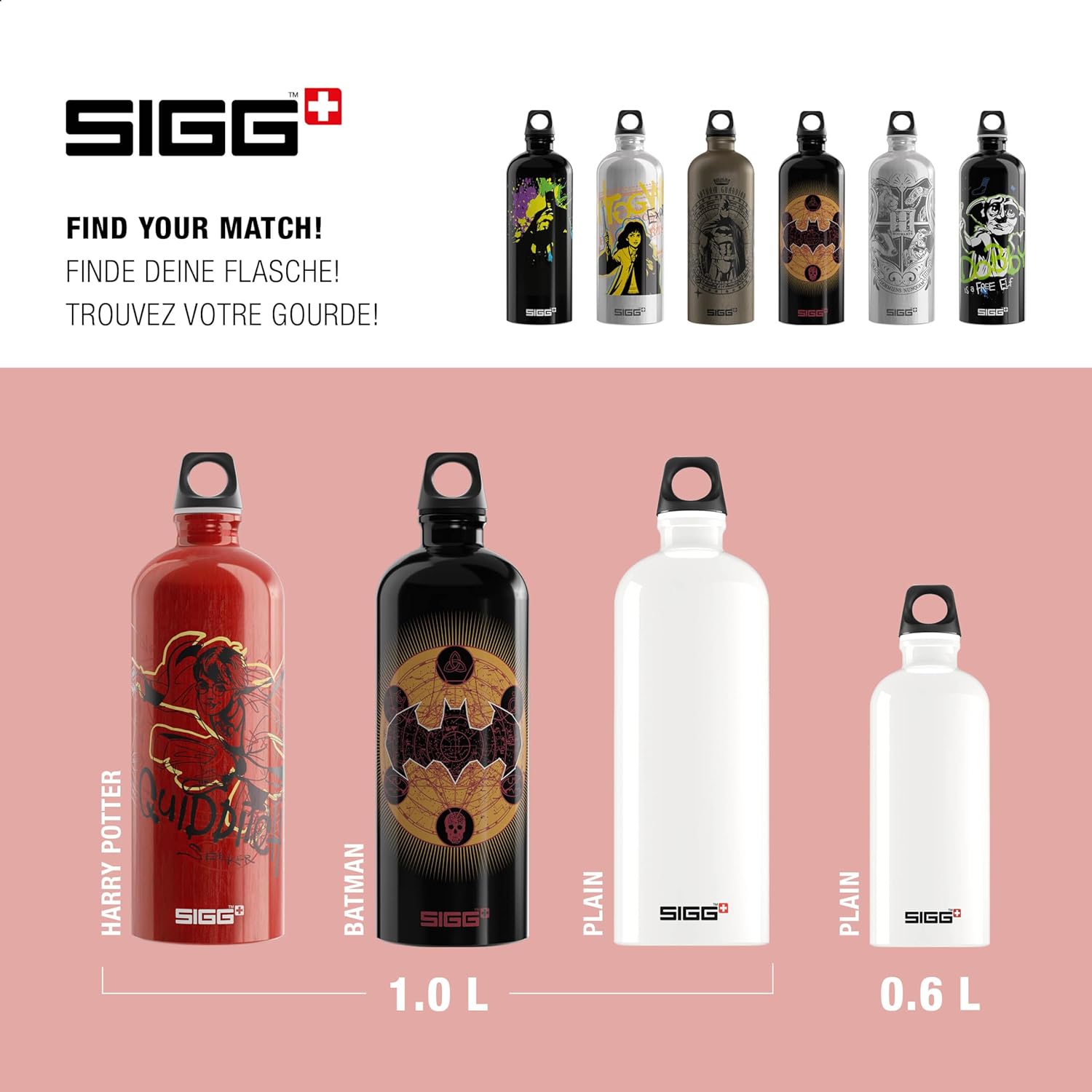 Sigg - Aluminum Water Bottle - Traveller Harry Potter - Climate Neutral Certified - Suitable For Carbonated Beverages - Leakproof & Lightweight - BPA Free - 1L