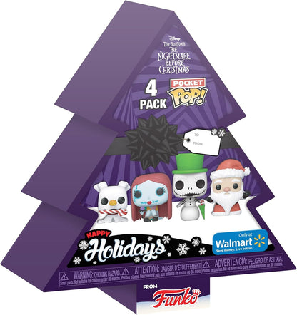 Funko Pocket POP! Disney the Nightmare Before Christmas - Jack Skellington - Tree Holiday Box 4 Pieces - Keychain - Collectable Vinyl Mini Figure Novelty Keyring - Stocking Filler - Gift Idea