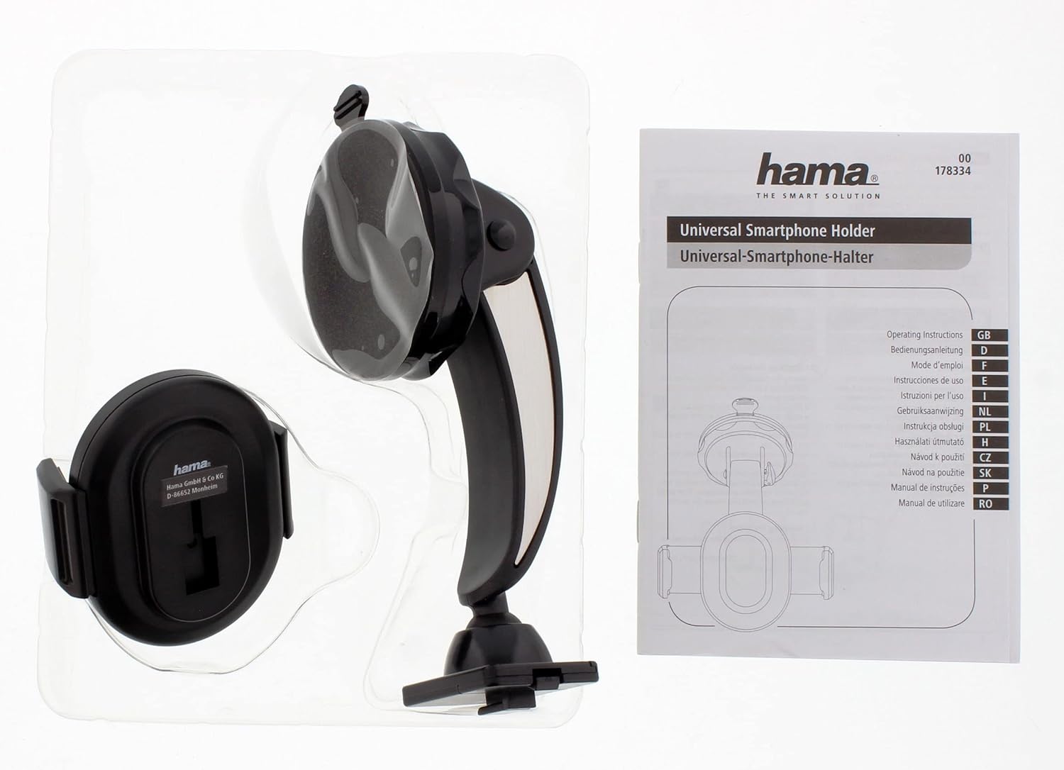 Hama Handyhalterung Auto, mit Saugnapf, universal bis 8,5cm Breite (Hochformat, Querformat, 360° drehbar, Klemmhalterung, Handyhalterung Windschutzscheibe, Auto Gadget, Kfz Handyhalterung) schwarz
