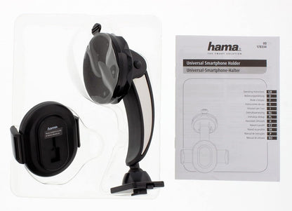 Hama Handyhalterung Auto, mit Saugnapf, universal bis 8,5cm Breite (Hochformat, Querformat, 360° drehbar, Klemmhalterung, Handyhalterung Windschutzscheibe, Auto Gadget, Kfz Handyhalterung) schwarz