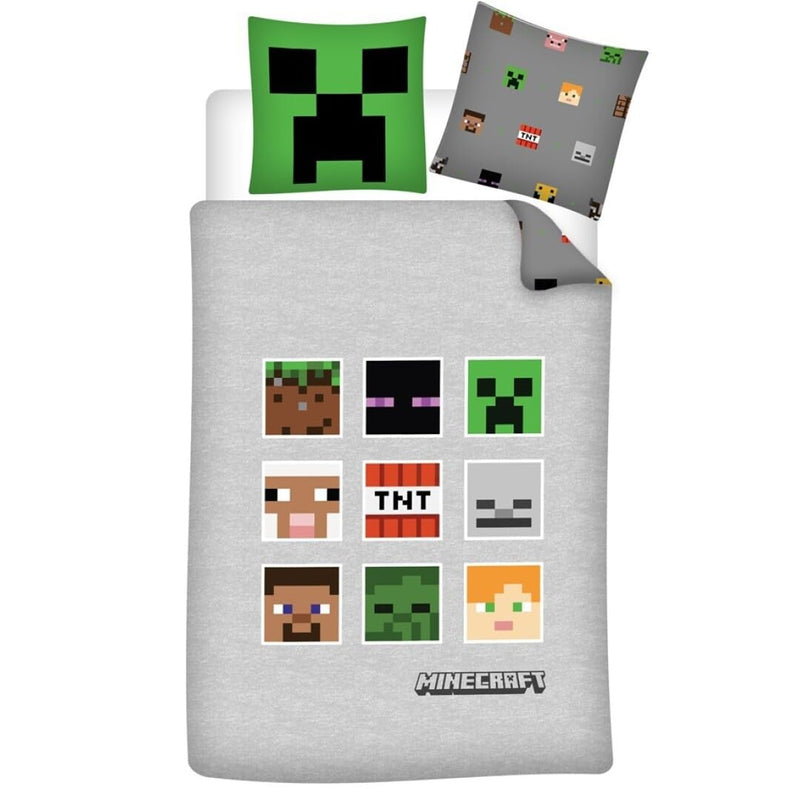 Minecraft TNT Reversible Bedding Set, Duvet Cover 140 x 200 cm + Pillowcase 63 x 63 cm