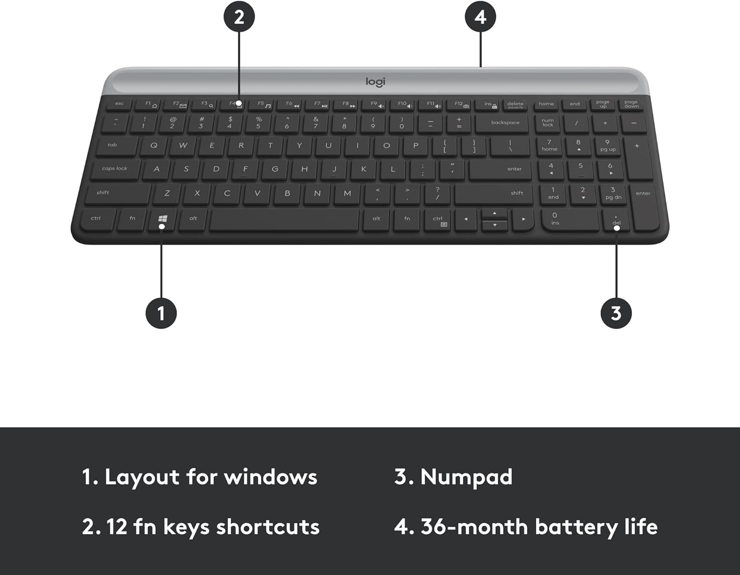 Logitech Slim Wireless Keyboard and Mouse Combo MK470, QWERTY US International Layout - Grey