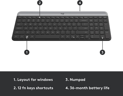 Logitech Slim Wireless Keyboard and Mouse Combo MK470, QWERTY US International Layout - Grey