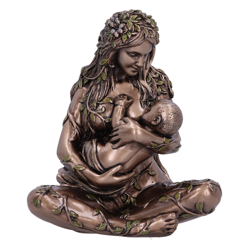 Earth Mother And Baby Bronze Figurine