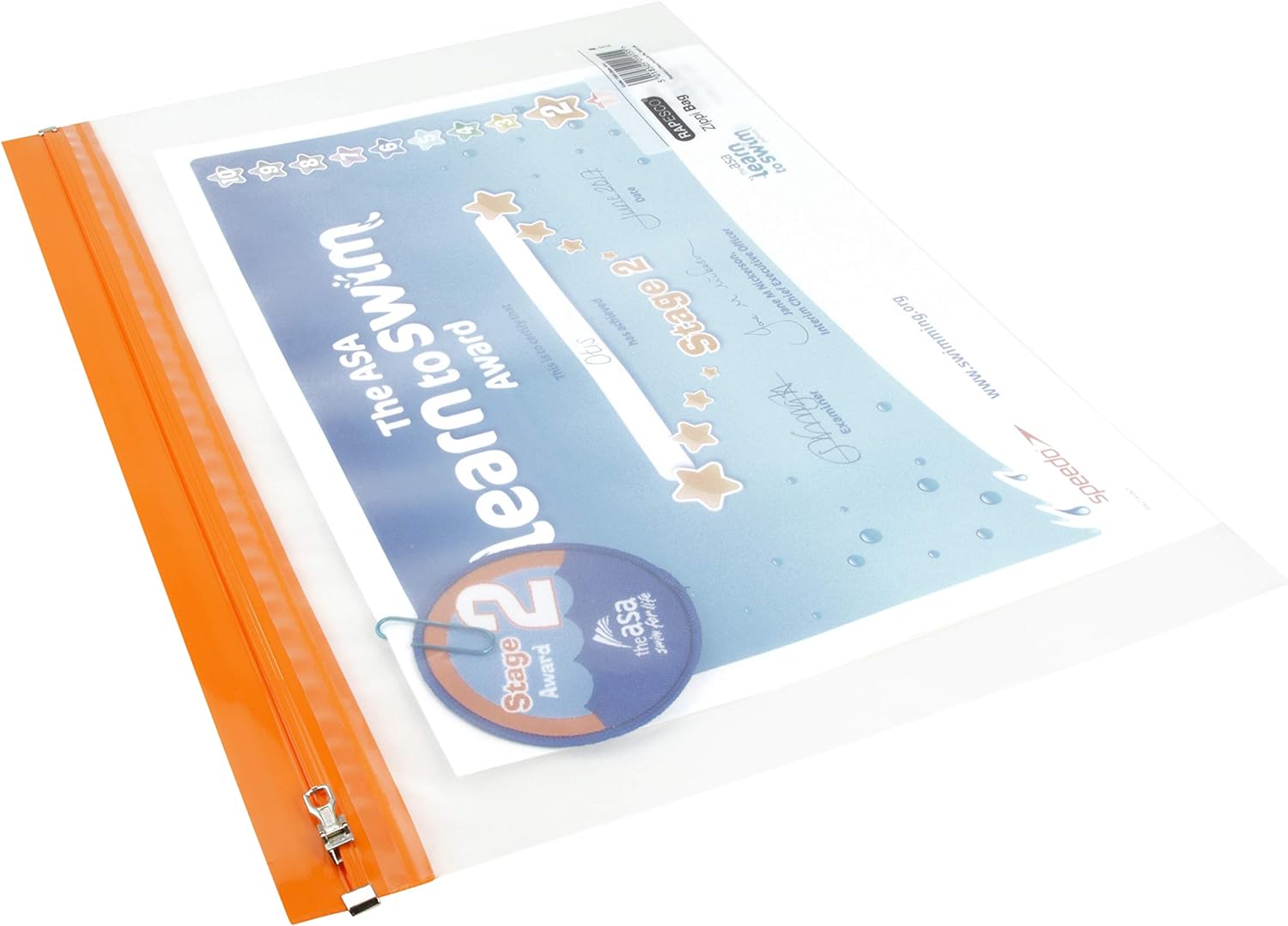 Rapesco 1503 Zippi Bag with Metal Zip, A4+ / Foolscap, Clear Transparent with Assorted Bright Coloured Zip Strips, Pack of 5