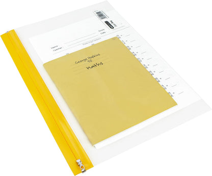 Rapesco 1503 Zippi Bag with Metal Zip, A4+ / Foolscap, Clear Transparent with Assorted Bright Coloured Zip Strips, Pack of 5