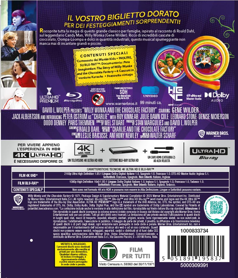 WILLY WONKA E LA FABBRICA DI CIOCCOLATO (4K Ultra HD + Blu-ray)