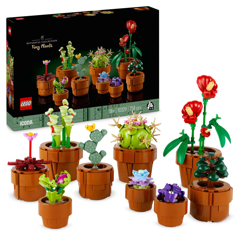 LEGO 10329 Icons Tiny Plants Set, Artificial Flowers in 9 Buildable Teracotta-Coloured Pots & 10311 Icons Orchid Artificial Plant Building Set with Flowers, Home Décor Accessory for Adults