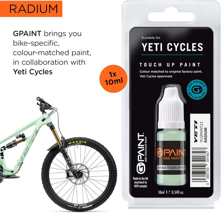GPAINT Bike Paints - Yeti Cycles Bike Touch-Up Paint - RADIUM - Colour Matched to Original Factory Paint, Approved by Yeti Cycles - Bike Scratch Repair & Bike Paint Chip Filler - YCGPAINT23-1 x 10ml