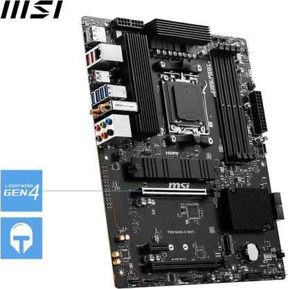 MSI PRO B650-S WIFI Motherboard, ATX - Supports AMD Ryzen 7000 Series Processors, AM5 - DDR5 Memory Boost 6000+MHz/OC, 2 x PCIe 4.0 x16, 2 x M.2 Gen4, Wi-Fi 6E